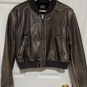 Zara Women's Dark Brown Bomber Jacket